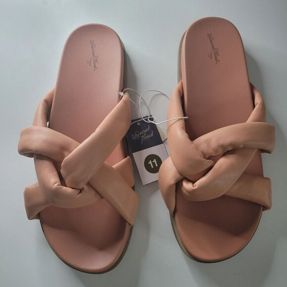 Universal Threads Puff Vinyl Sandals Coral Slip On Slides Woven Womens 11 - Picture 6 of 7